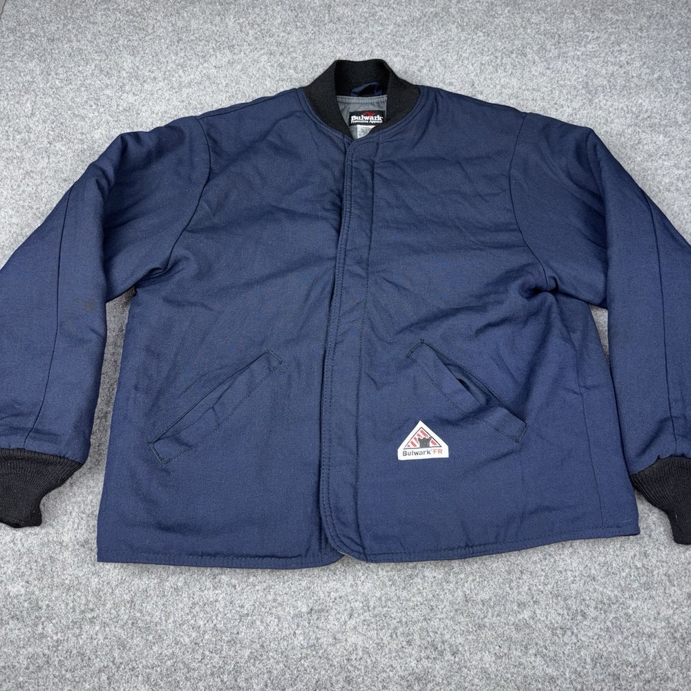 Bulwark FR Jacket Mens Large Flame Resistant Insulated Work Bomber Navy Blue